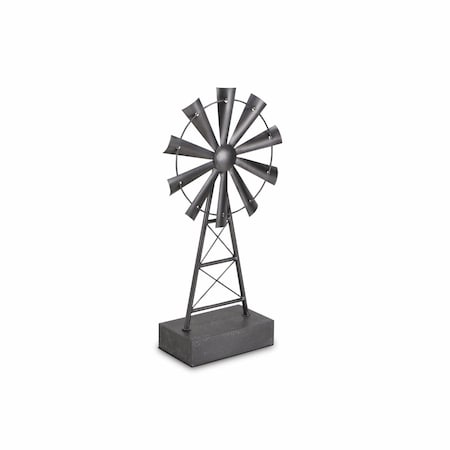 Palacedesigns 21 in. Metal Windmill Hand Painted Sculpture, Gray PA3099917